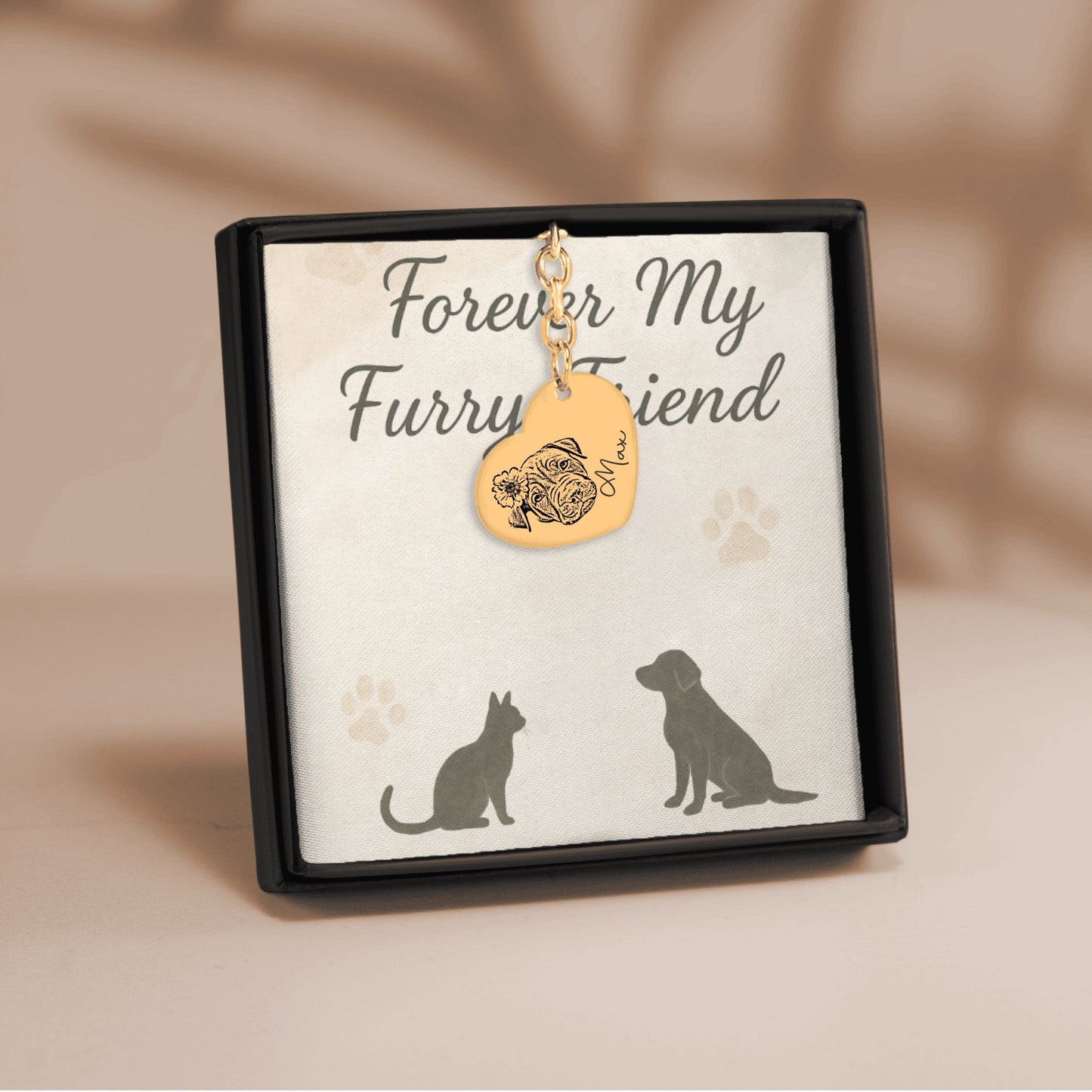 Pet Portrait Heart Keychain