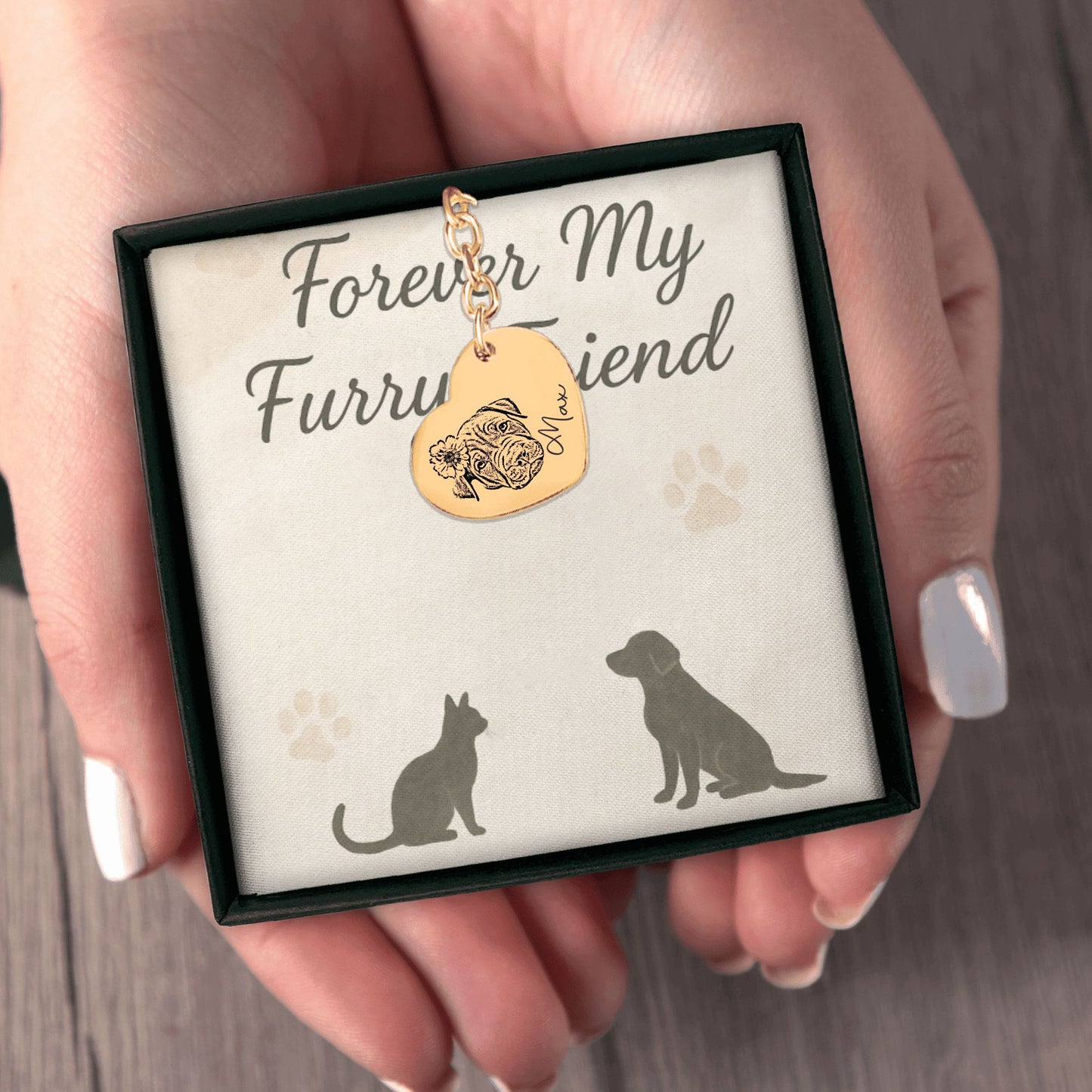 Pet Portrait Heart Keychain