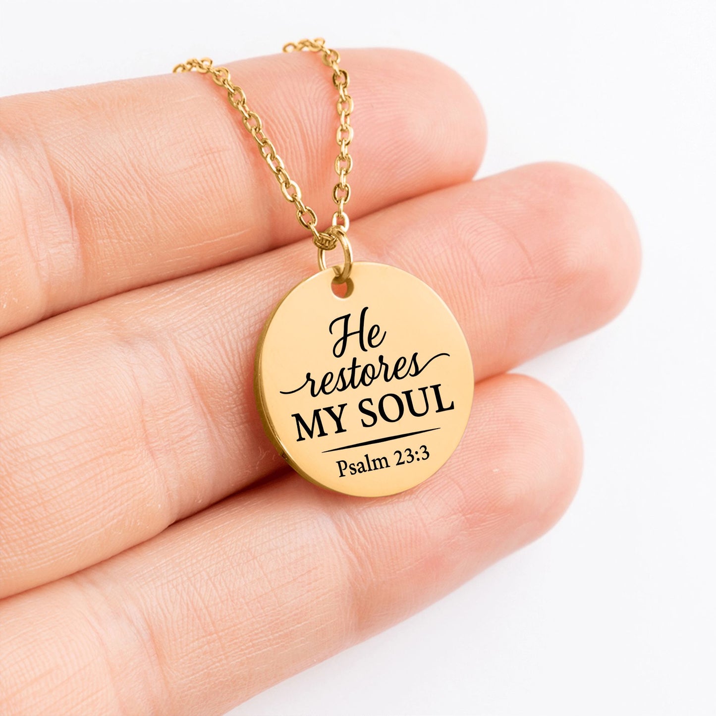 Psalm 23:3 - Coin Necklace