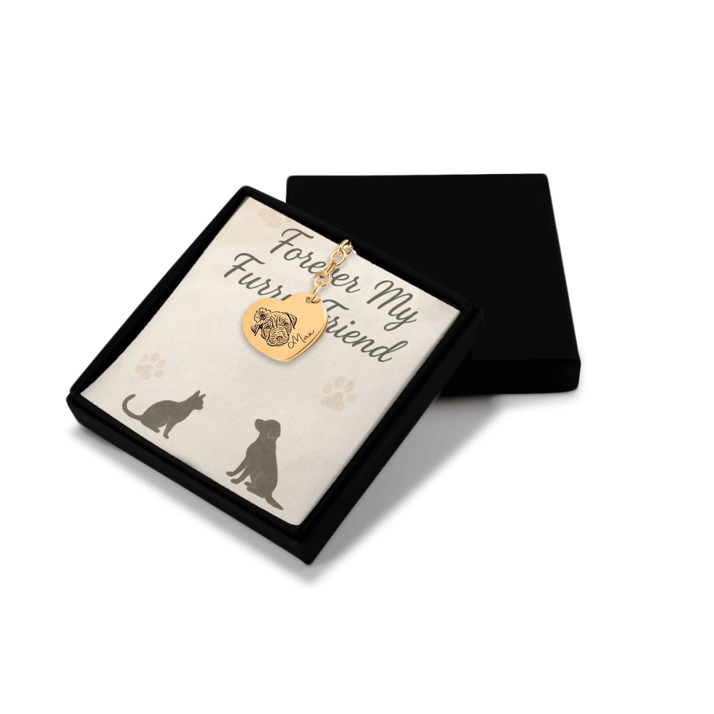 Pet Portrait Heart Keychain