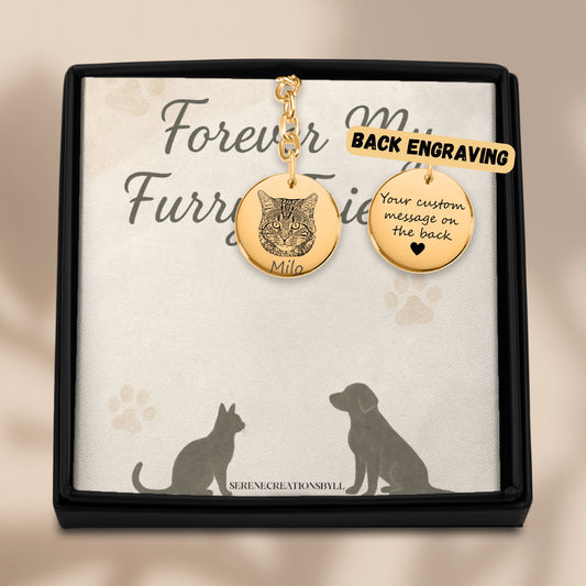 Cat Portrait Coin Keychain