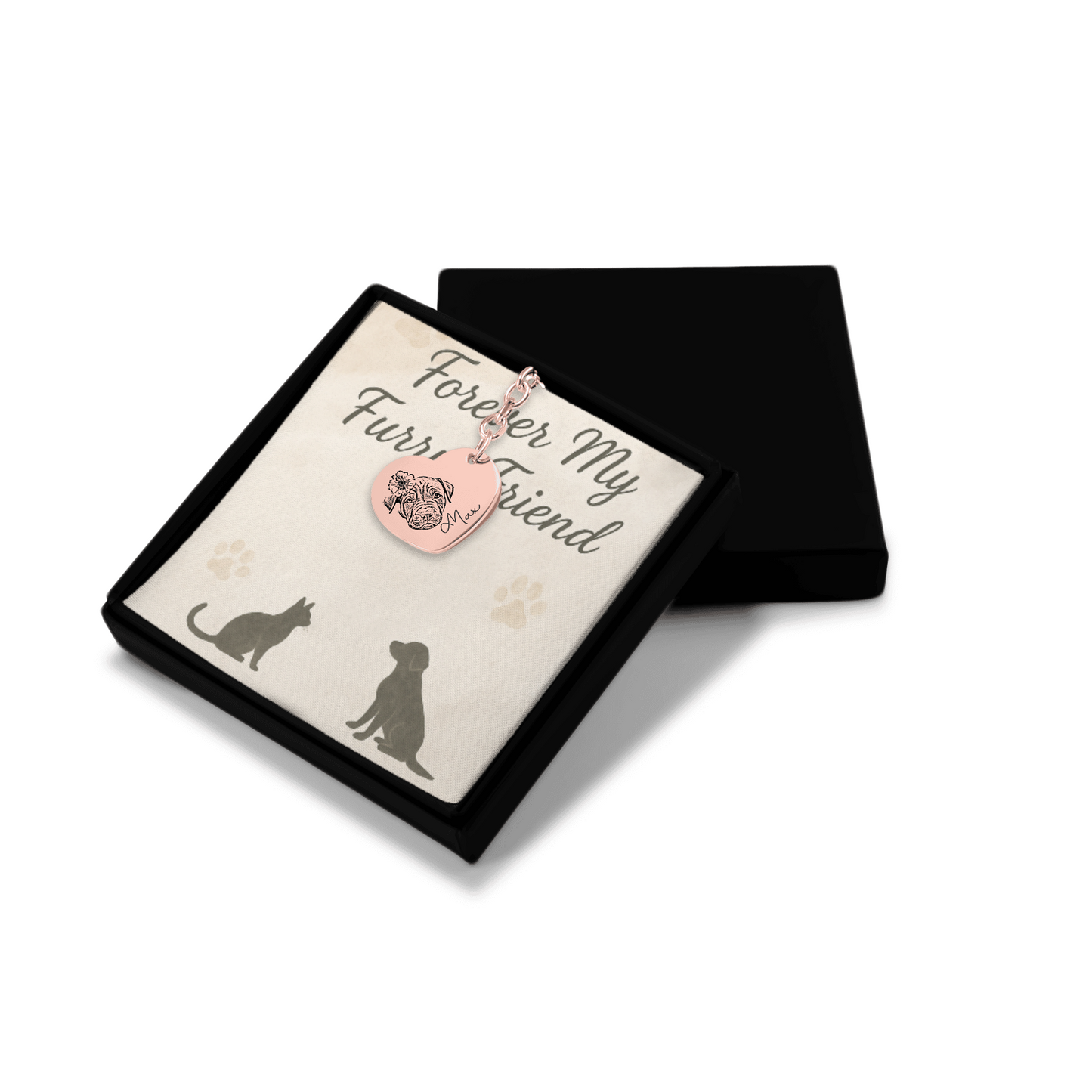 Pet Portrait Heart Keychain