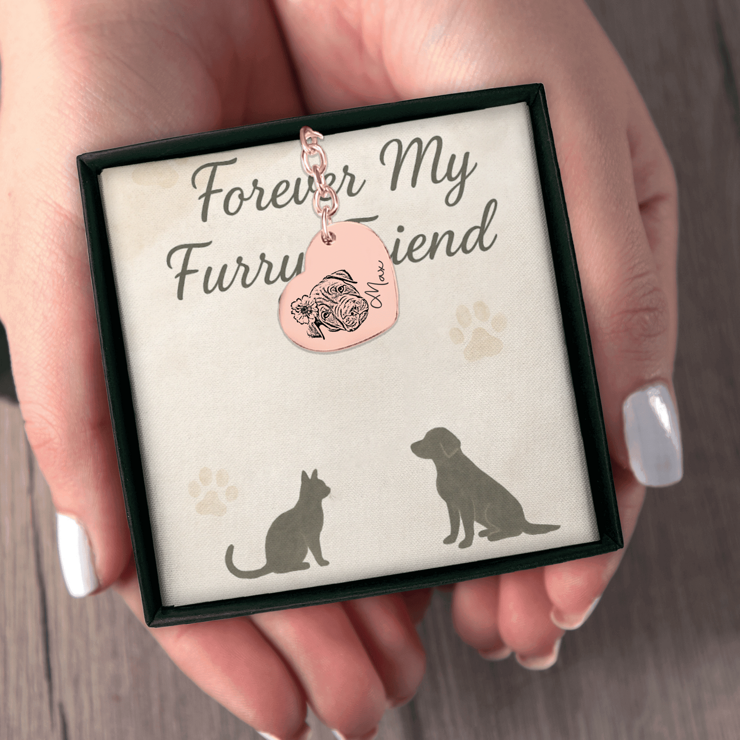 Pet Portrait Heart Keychain