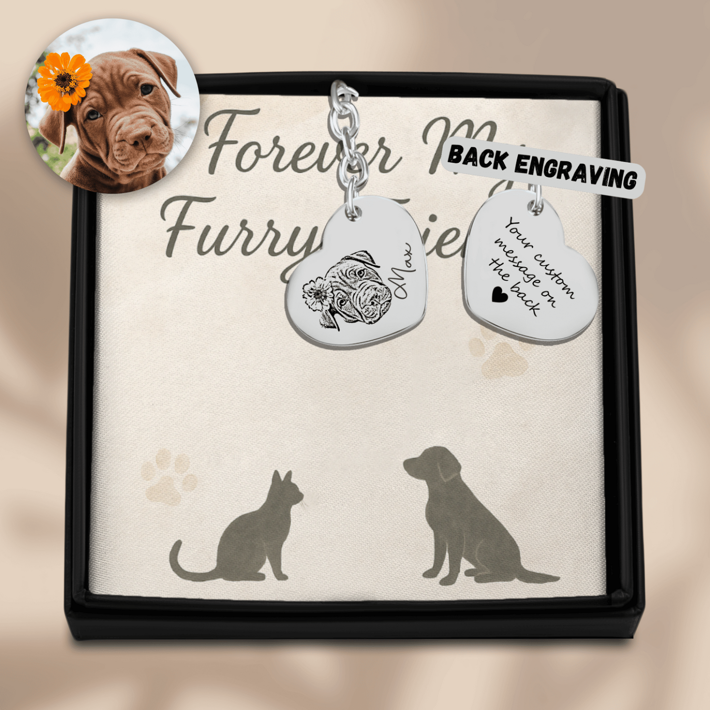Pet Portrait Heart Keychain