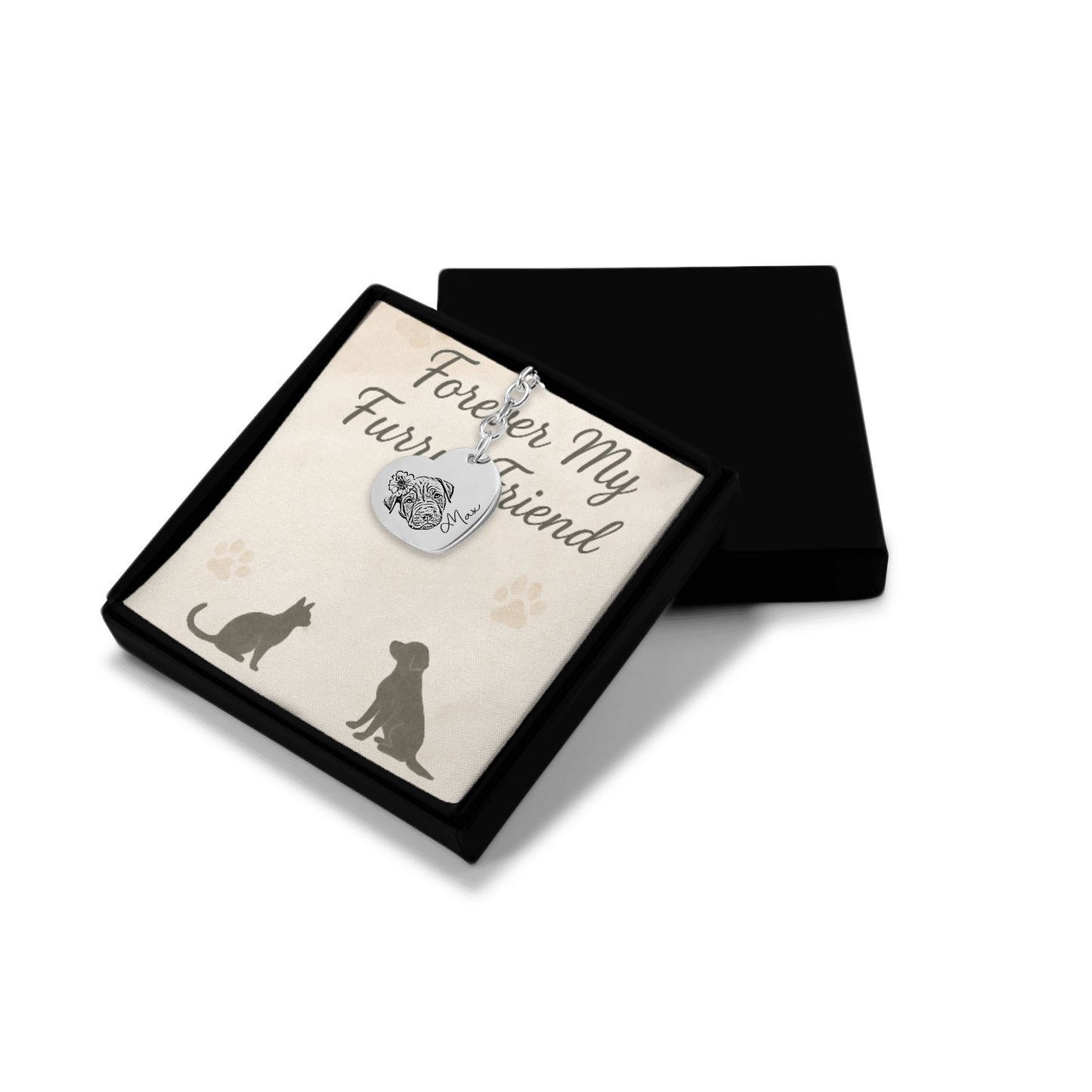 Pet Portrait Heart Keychain