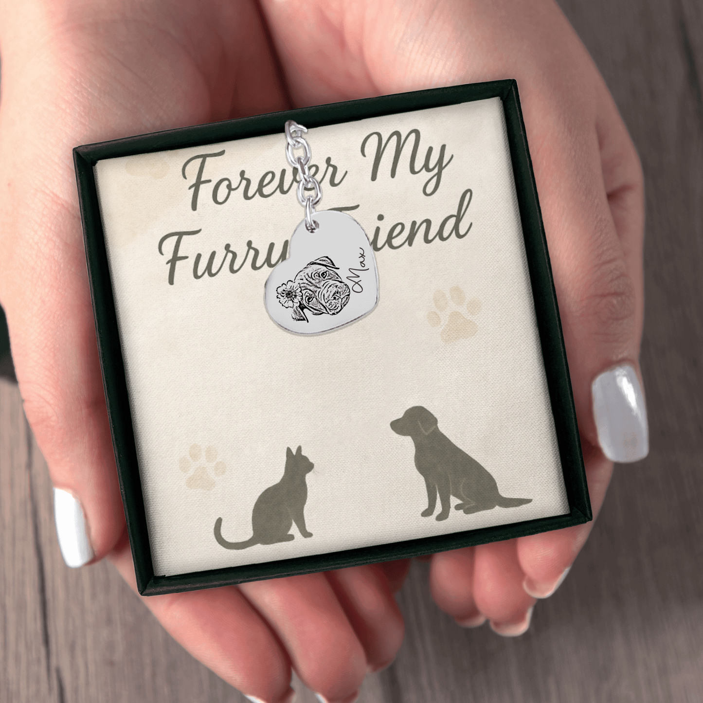 Pet Portrait Heart Keychain