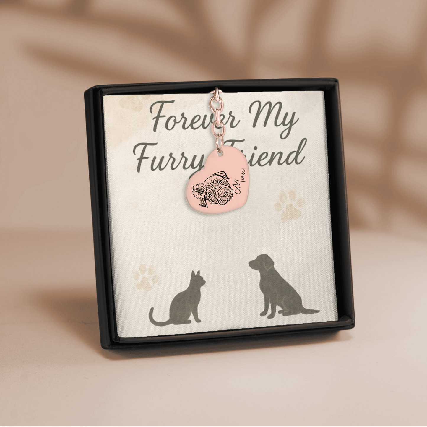 Pet Portrait Heart Keychain