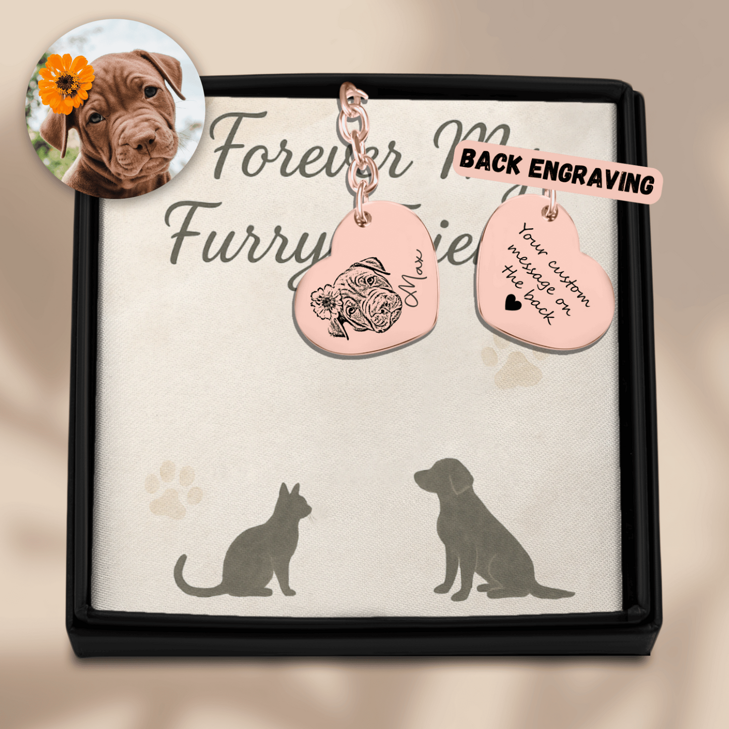 Pet Portrait Heart Keychain
