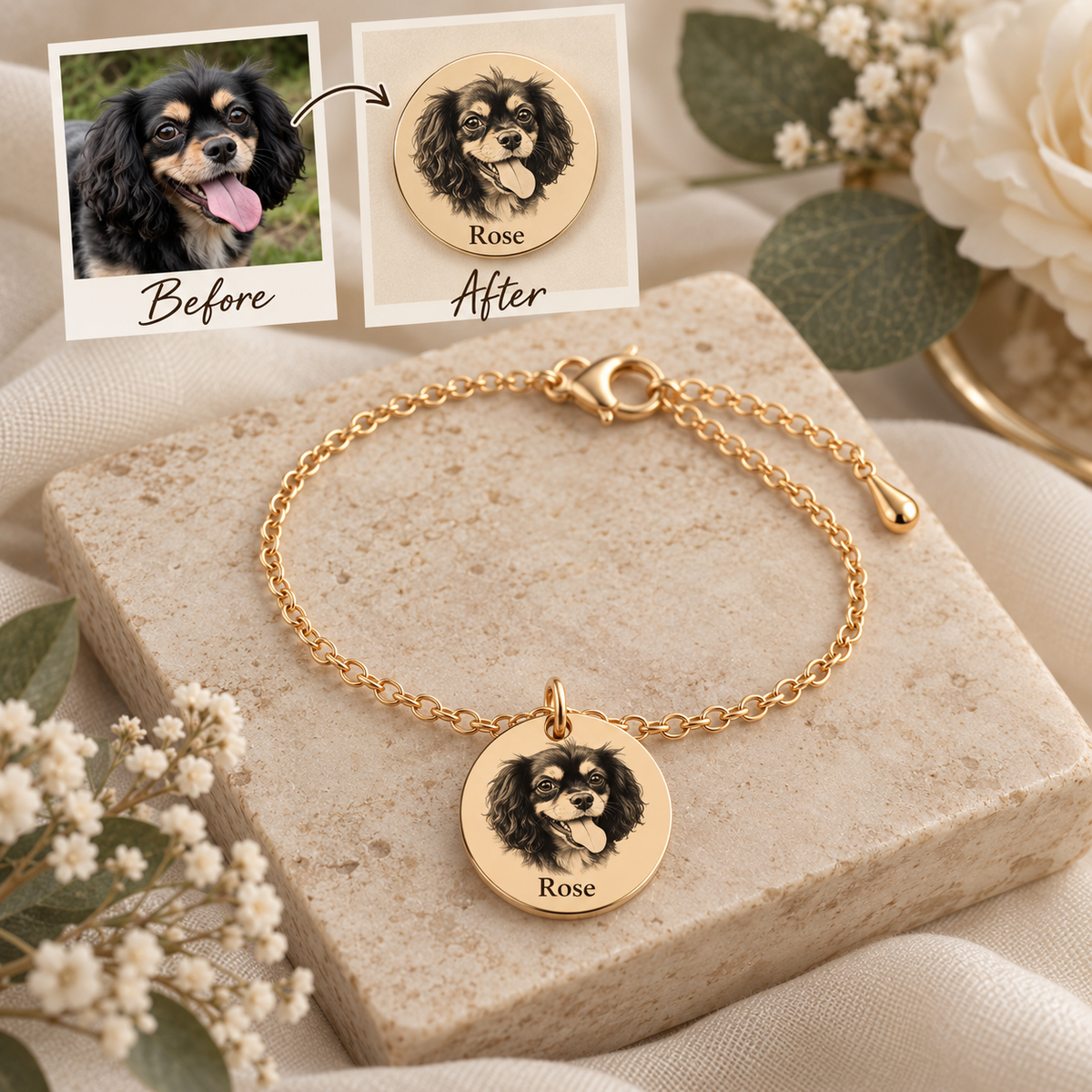 Dog Portrait Coin Bracelet