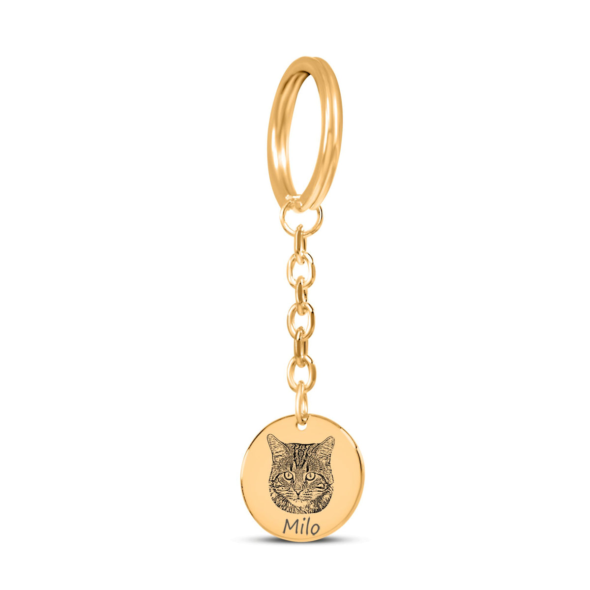 Cat Portrait Coin Keychain