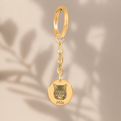 Cat Portrait Coin Keychain
