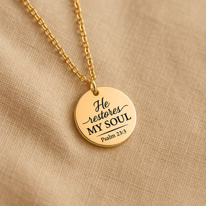 Psalm 23:3 Coin Necklace