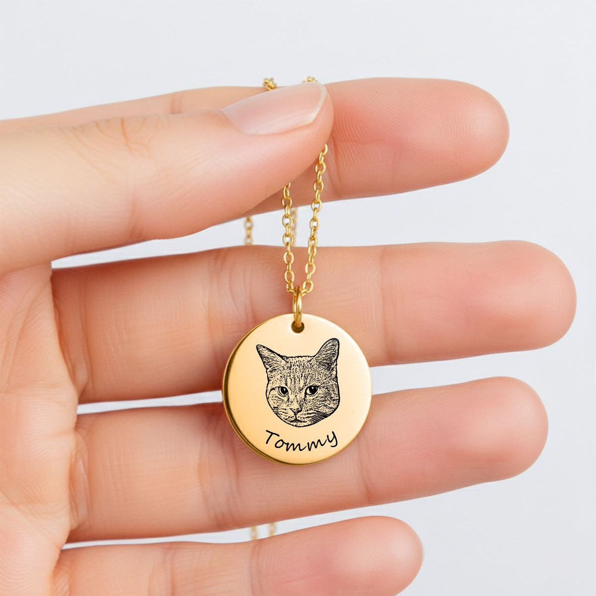 Cat Portrait Coin Necklace