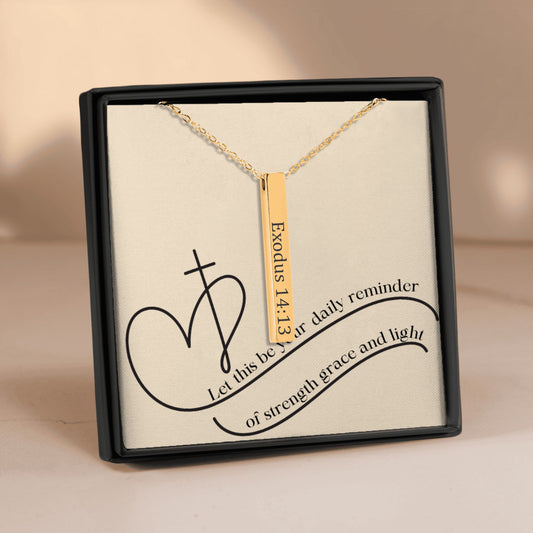 Exodus 14:13 Bible Verse Necklace