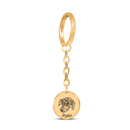 Dog Portrait Coin Keychain