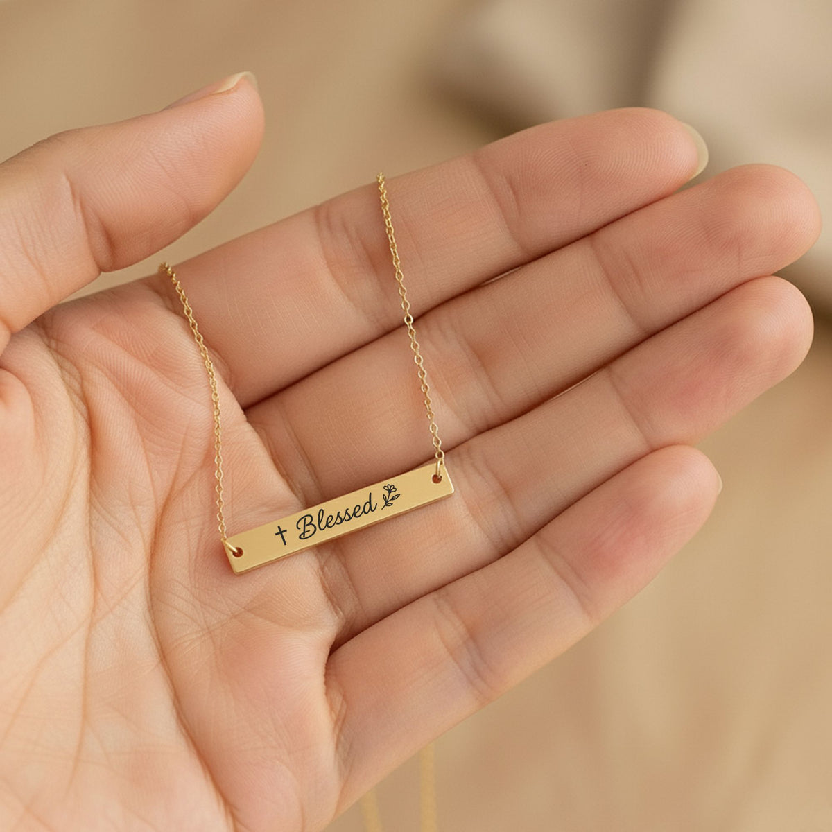 Blessed Horizontal Bar Necklace