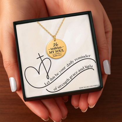 Psalm 23:3 Coin Necklace