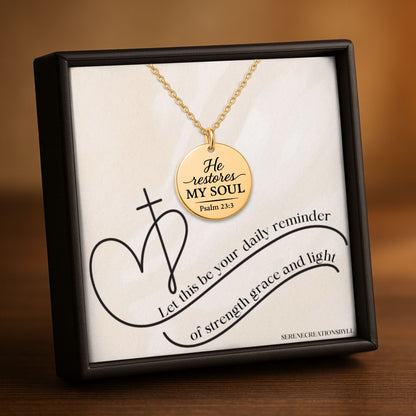 Psalm 23:3 Coin Necklace
