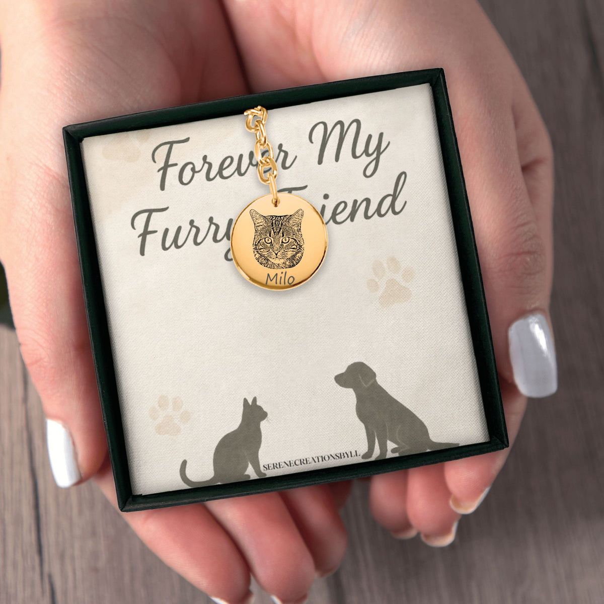 Cat Portrait Coin Keychain