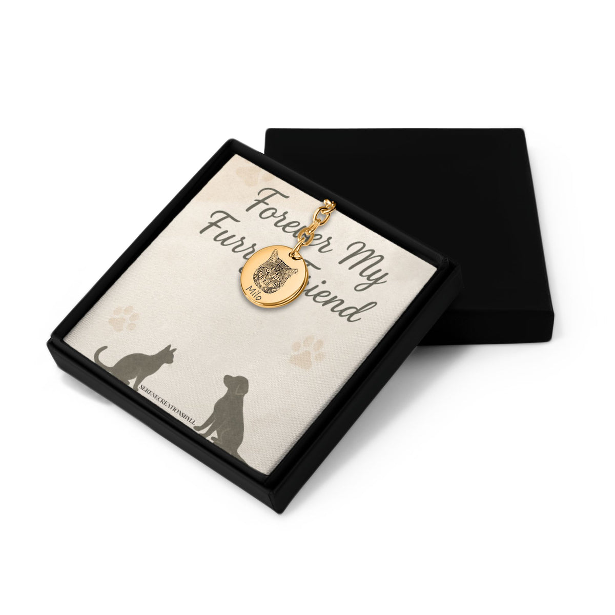 Cat Portrait Coin Keychain
