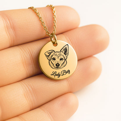 Dog Portrait Coin Necklace