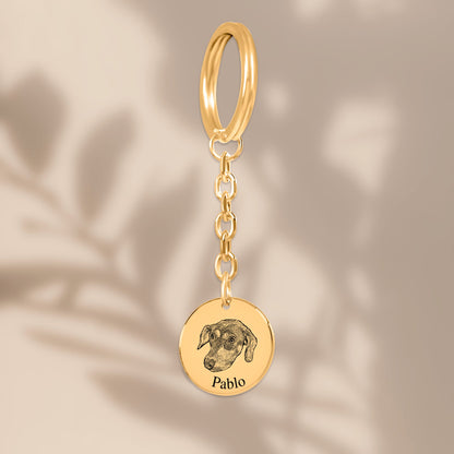 Dog Portrait Coin Keychain