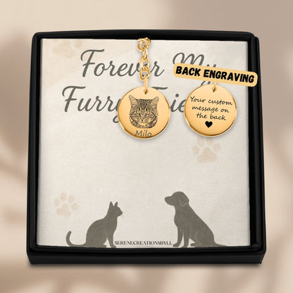 Cat Portrait Coin Keychain
