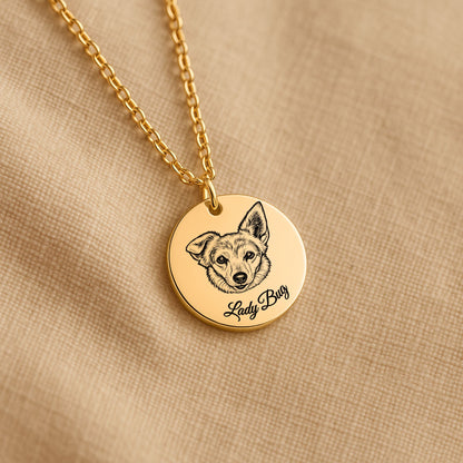 Dog Portrait Coin Necklace