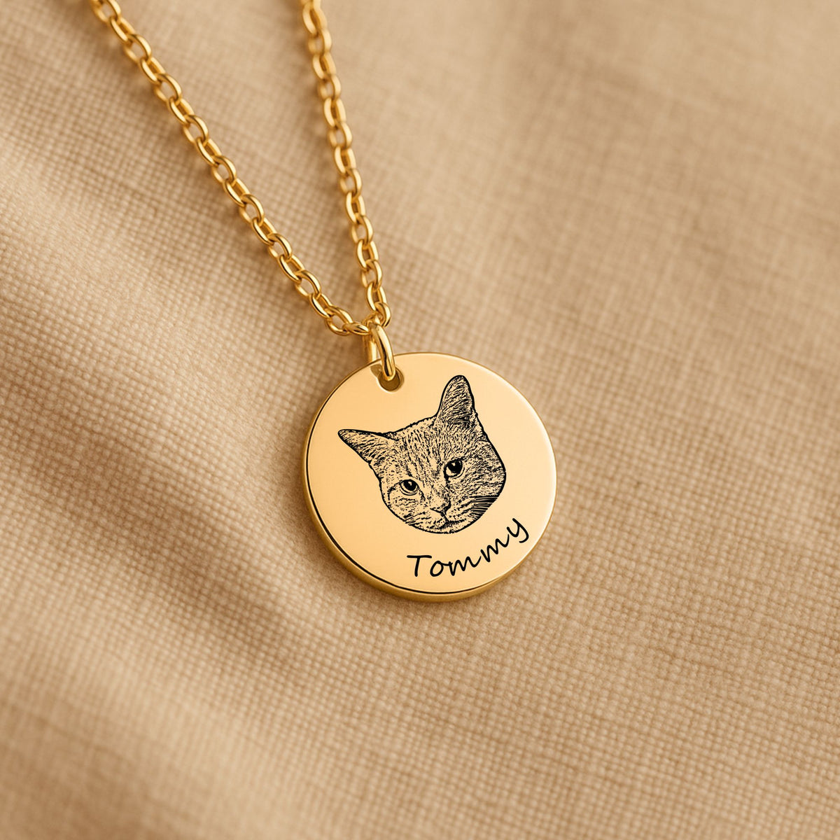 Cat Portrait Coin Necklace